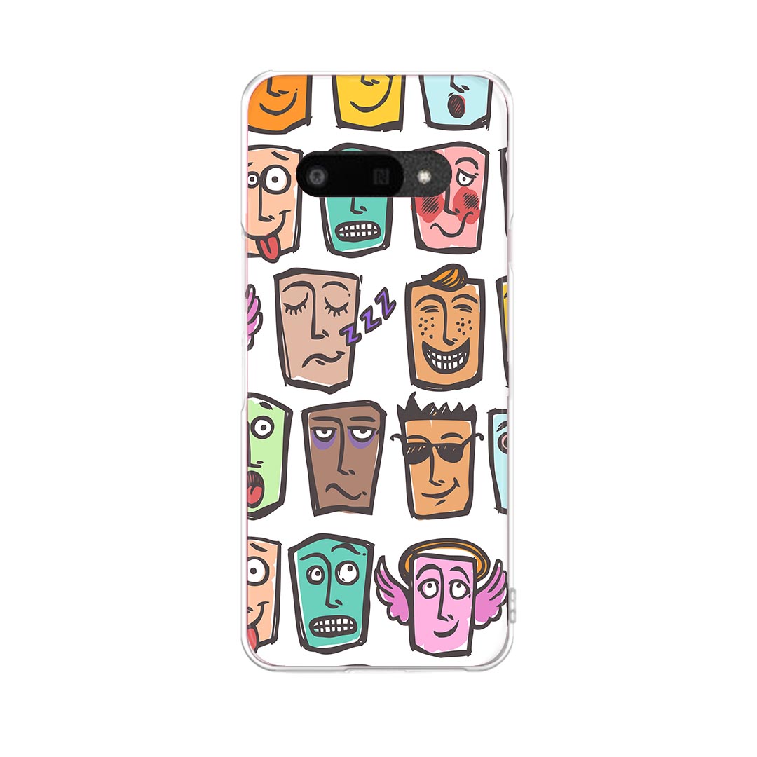 DIGNO BX3 用 A401KC / A402KC / A403KC 共通対応 ケース カバー ハードケース 008779 百面相　顔　カラフル　模様