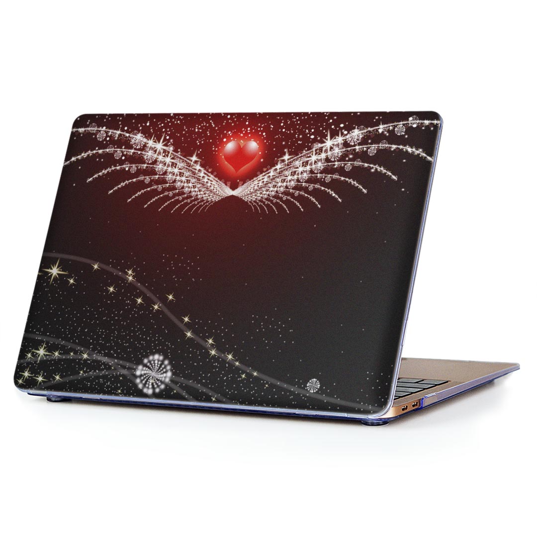 MacBook Air 13inch 2018 専用 デザインハードケース A1932 Apple マックブック エア ノートパソコン カバー ケース ハードカバー クリア 透明 アクセサリー 保護 004822 ハート　羽　翼