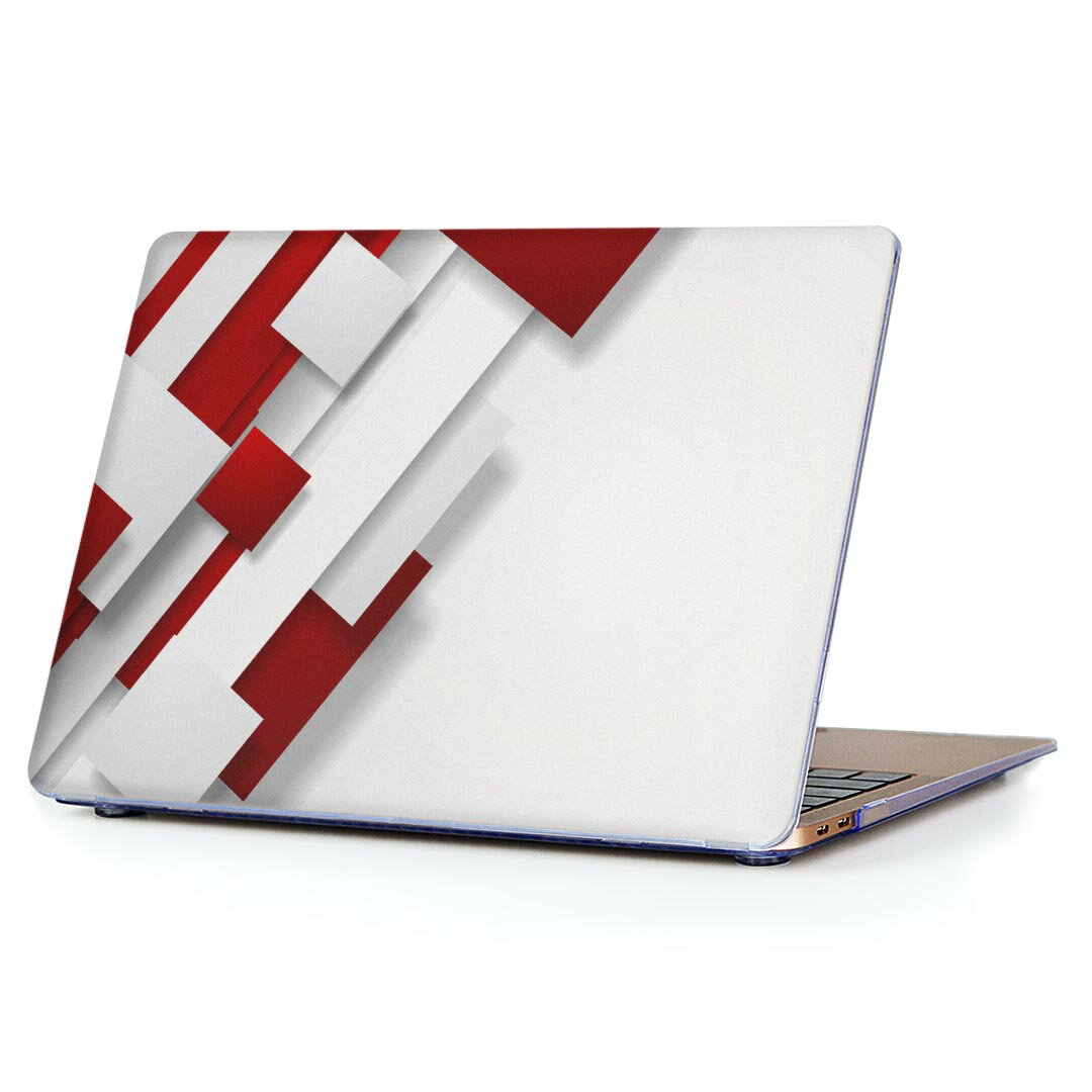 MacBook Air 13inch 2018 専用 デザインハードケース A1932 Apple マックブック エア ノートパソコン カバー ケース ハードカバー クリア 透明 アクセサリー 保護 008669 赤　レッド　模様