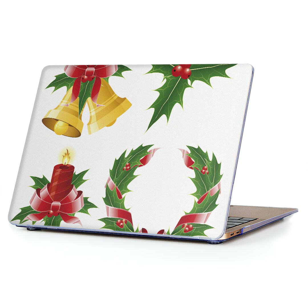 MacBook Air 13inch 2018 専用 デザインハードケース A1932 Apple マックブック エア ノートパソコン カバー ケース ハードカバー クリア 透明 アクセサリー 保護 009935 クリスマス　リース　リボン