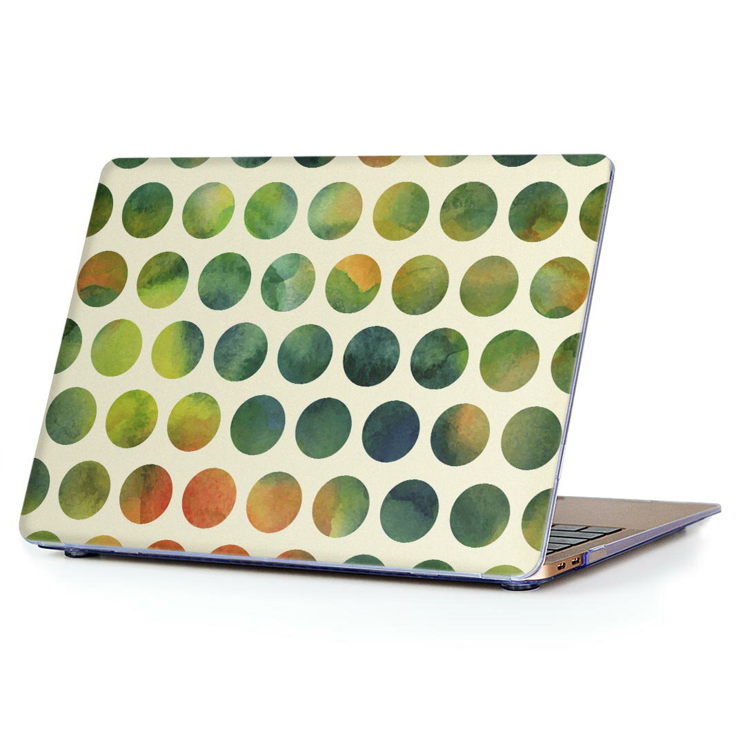 MacBook Air 13inch 2018 専用 デザインハードケース A1932 Apple マックブック エア ノートパソコン カバー ケース ハードカバー クリア 透明 アクセサリー 保護 012088 丸　オレンジ　緑