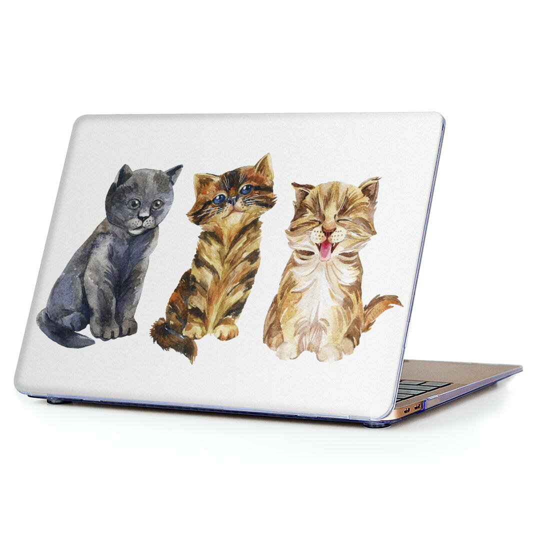 MacBook Air 13inch 2018 専用 デザインハードケース A1932 Apple マックブック エア ノートパソコン カバー ケース ハードカバー クリア 透明 アクセサリー 保護 014023 猫　動物　アニマル