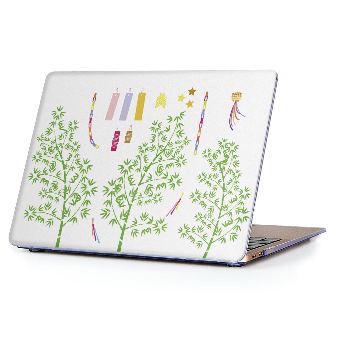 MacBook Air 13inch 2018 専用 デザインハードケース A1932 Apple マックブック エア ノートパソコン カバー ケース ハードカバー クリア 透明 アクセサリー 保護 015847 七夕　笹の葉　短冊