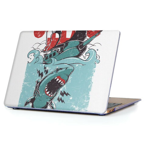MacBook Air 13inch 2010 〜 2017 専用 デザインハードケース A1466 A1369 Apple マックブック エア ノートパソコン カバー ケース ハードカバー クリア 透明 005372 サメ　JAWS　イラスト