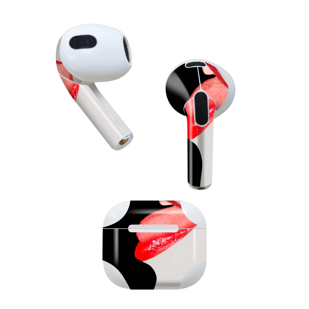 AirPods 第3世代 専用 デザインスキンシール airpods 3 用 エアポッド 3 用 第三世代（2021）対応 2枚入り 各2枚セット イヤホン カバー デコレーション アクセサリー デコシール 000434 リップ　女の人