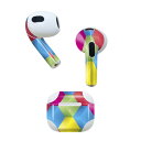 AirPods 第3世代 専用 デザインスキンシール airpods 3 用 エアポッド 3 用 第三世代(2021)対応 2枚入り 各2枚セット イヤホン カバー デコレーション アクセサリー デコシール 000462 ひし形 レインボー