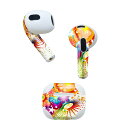 AirPods 第3世代 専用 デザインスキンシール airpods 3 用 エアポッド 3 用 第三世代(2021)対応 2枚入り 各2枚セット イヤホン カバー デコレーション アクセサリー デコシール 000860 トロピカル 花