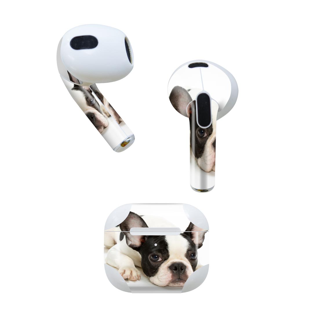 AirPods 第3世代 専用 デザインスキンシール airpods 3 用 エアポッド 3 用 第三世代（2021）対応 2枚入り 各2枚セット イヤホン カバー デコレーション アクセサリー デコシール 000889 犬　フレンチブルドック