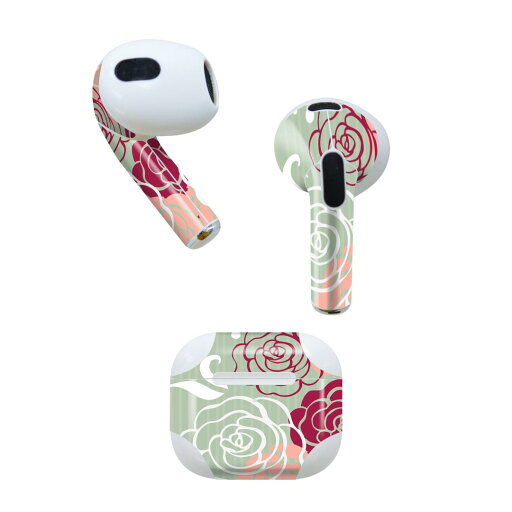 AirPods 第3世代 専用 デザインスキンシール airpods 3 用 エアポッド 3 用 第三世代(2021)対応 2枚入り 各2枚セット イヤホン カバー デコレーション アクセサリー デコシール 001171 薔薇 花 AirPods 第3世代 専用 デザインスキンシール airpods 3 用 エアポッド 3 用 第三世代(2021)対応 2枚入り 各2枚セット イヤホン カバー デコレーション アクセサリー デコシール 001171 薔薇 花
