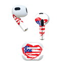 AirPods 第3世代 専用 デザインスキンシール airpods 3 用 エアポッド 3 用 第三世代(2021)対応 2枚入り 各2枚セット イヤホン カバー デコレーション アクセサリー デコシール 001567 アメリ 国旗 ハート(2)