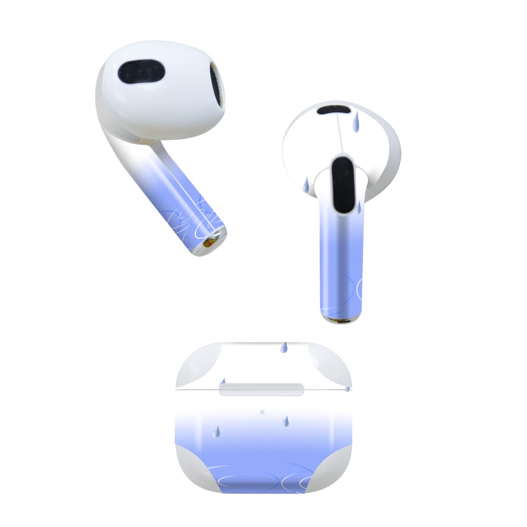 AirPods 第3世代 専用 デザインスキンシール airpods 3 用 エアポッド 3 用 第三世代（2021）対応 2枚入り 各2枚セット イヤホン カバー デコレーション アクセサリー デコシール 001769 雨　水