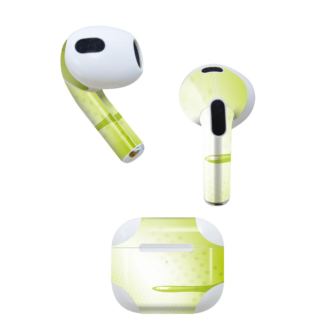AirPods 第3世代 専用 デザインスキンシール airpods 3 用 エアポッド 3 用 第三世代（2021）対応 2枚入り 各2枚セット イヤホン カバー デコレーション アクセサリー デコシール 001796 シンプル　緑