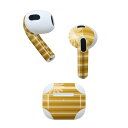 AirPods 第3世代 専用 デザインスキンシール airpods 3 用 エアポッド 3 用 第三世代(2021)対応 2枚入り 各2枚セット イヤホン カバー デコレーション アクセサリー デコシール 001894 花 ボーダー 黄色(2)