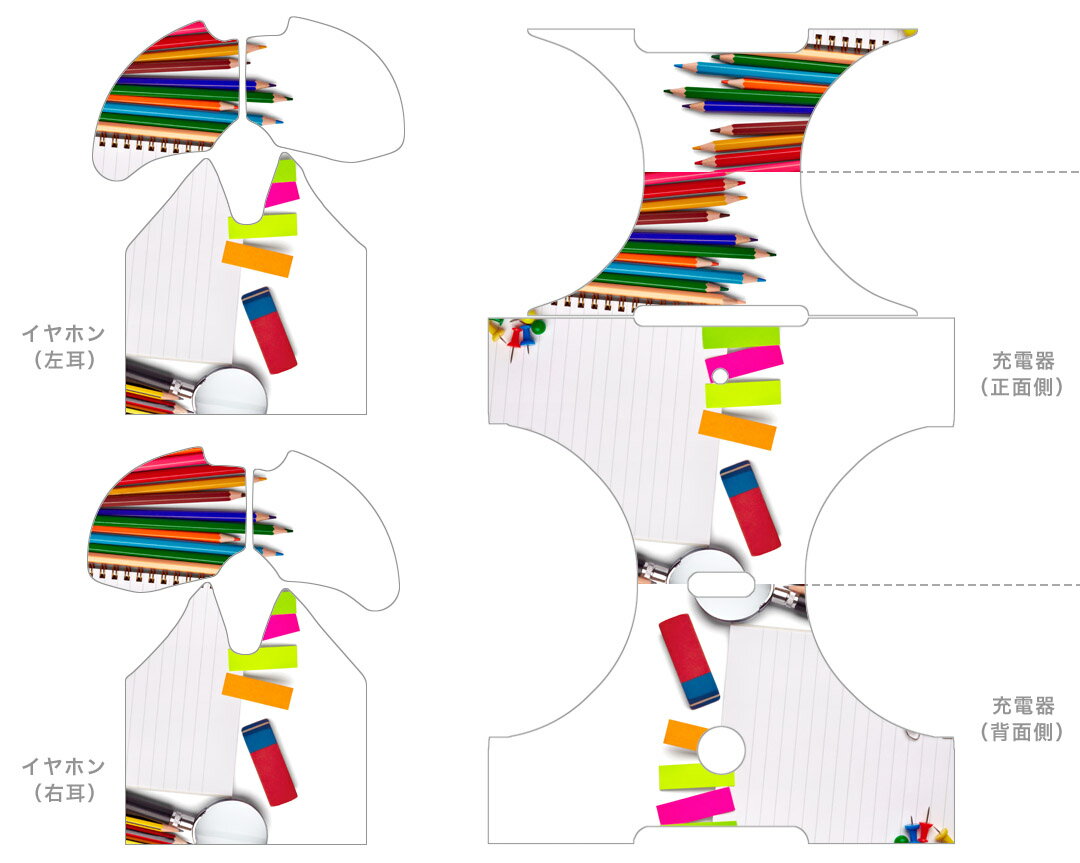 AirPods 第3世代 専用 デザインスキンシール airpods 3 用 エアポッド 3 用 第三世代（2021）対応 2枚入り 各2枚セット イヤホン カバー デコレーション アクセサリー デコシール 005932 写真　文房具