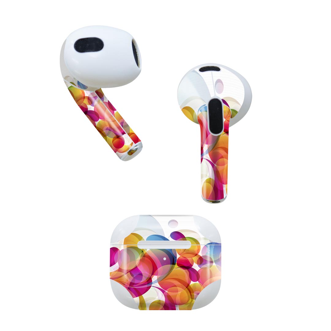 AirPods 第3世代 専用 デザインスキンシール airpods 3 用 エアポッド 3 用 第三世代（2021）対応 2枚入り 各2枚セット イヤホン カバー デコレーション アクセサリー デコシール 002088 花　　カラフル