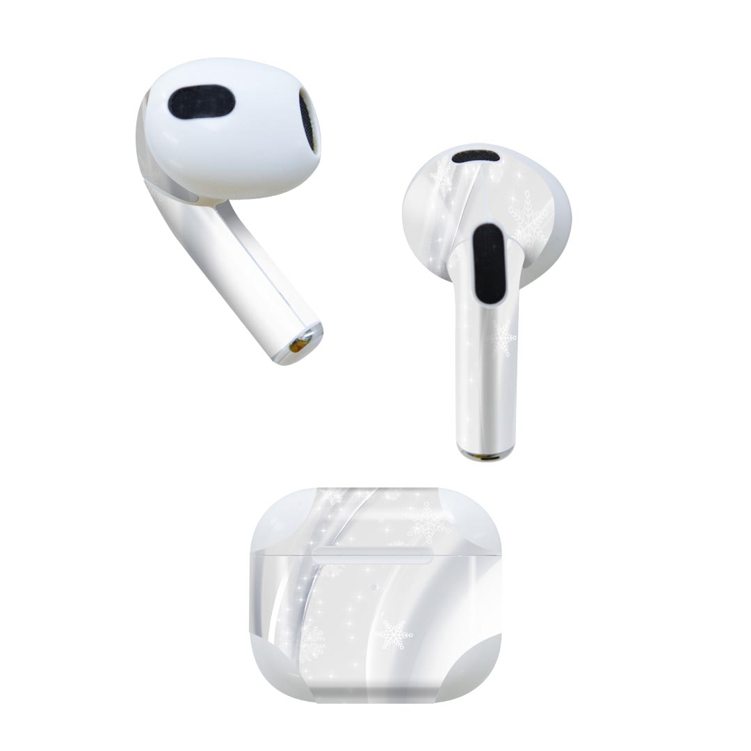 AirPods 第3世代 専用 デザインスキンシール airpods 3 用 エアポッド 3 用 第三世代（2021）対応 2枚入り 各2枚セット イヤホン カバー デコレーション アクセサリー デコシール 002172 シンプル　白