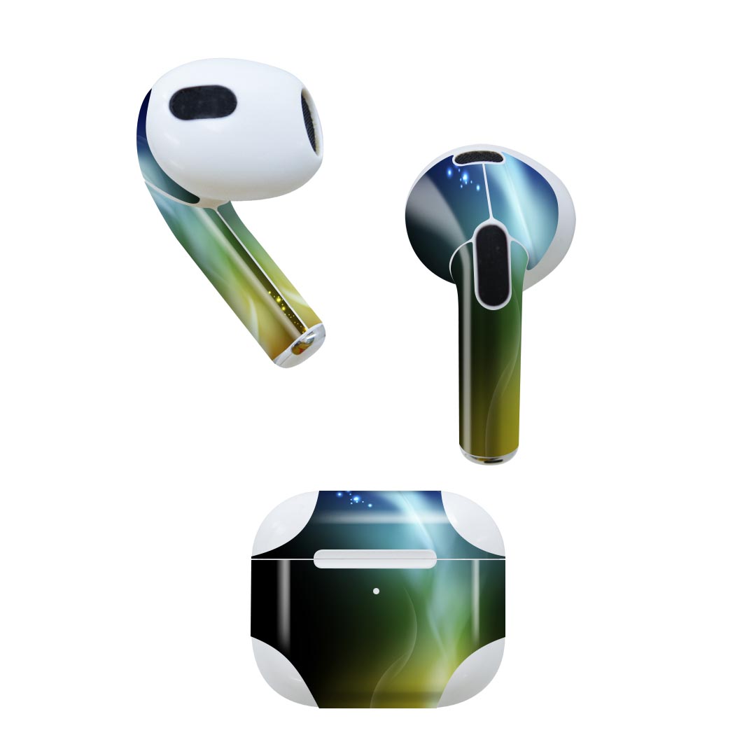 AirPods 第3世代 専用 デザインスキンシール airpods 3 用 エアポッド 3 用 第三世代（2021）対応 2枚入り 各2枚セット イヤホン カバー デコレーション アクセサリー デコシール 002293 カラフル　蛍光