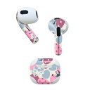 AirPods 第3世代 専用 デザインスキンシール airpods 3 用 エアポッド 3 用 第三世代(2021)対応 2枚入り 各2枚セット イヤホン カバー デコレーション アクセサリー デコシール 002435 いちご 花 ピンク