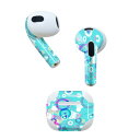 AirPods 第3世代 専用 デザインスキンシール airpods 3 用 エアポッド 3 用 第三世代(2021)対応 2枚入り 各2枚セット イヤホン カバー デコレーション アクセサリー デコシール 002512 模様 青