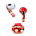 AirPods 第3世代 専用 デザインスキンシール airpods 3 用 エアポッド 3 用 第三世代(2021)対応 2枚入り 各2枚セット イヤホン カバー デコレーション アクセサリー デコシール 002699 日本語・和柄 ひな祭り 花 赤