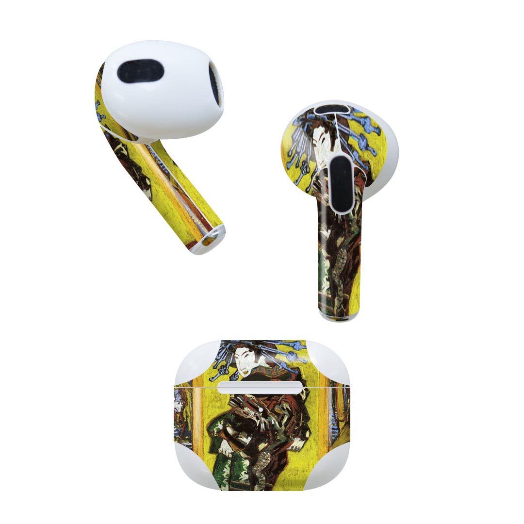 AirPods 第3世代 専用 デザインスキンシール airpods 3 用 エアポッド 3 用 第三世代（2021）対応 2枚入り 各2枚セット イヤホン カバー デコレーション アクセサリー デコシール 003225 クール 和風　和柄　人物