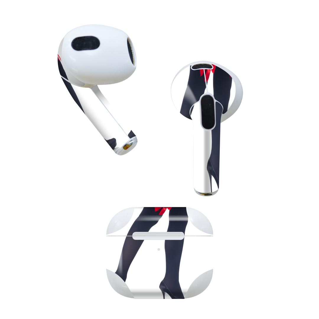 AirPods 第3世代 専用 デザインスキンシール airpods 3 用 エアポッド 3 用 第三世代（2021）対応 2枚入り 各2枚セット イヤホン カバー デコレーション アクセサリー デコシール 003378 クール 人物　リボン　写真