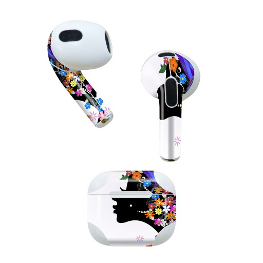 AirPods 第3世代 専用 デザインスキンシール airpods 3 用 エアポッド 3 用 第三世代(2021)対応 2枚入り 各2枚セット イヤホン カバー デコレーション アクセサリー デコシール 003478 人物 花 カラフル AirPods 第3世代 専用 デザインスキンシール airpods 3 用 エアポッド 3 用 第三世代(2021)対応 2枚入り 各2枚セット イヤホン カバー デコレーション アクセサリー デコシール 003478 人物 花 カラフル