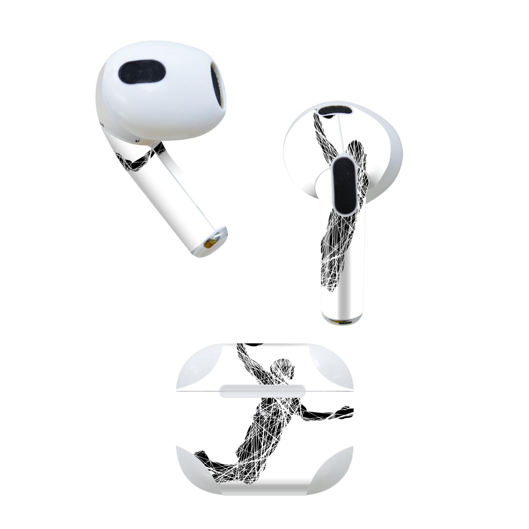 楽天スマコレAirPods 第3世代 専用 デザインスキンシール airpods 3 用 エアポッド 3 用 第三世代（2021）対応 2枚入り 各2枚セット イヤホン カバー デコレーション アクセサリー デコシール 020033 スポーツ バスケット