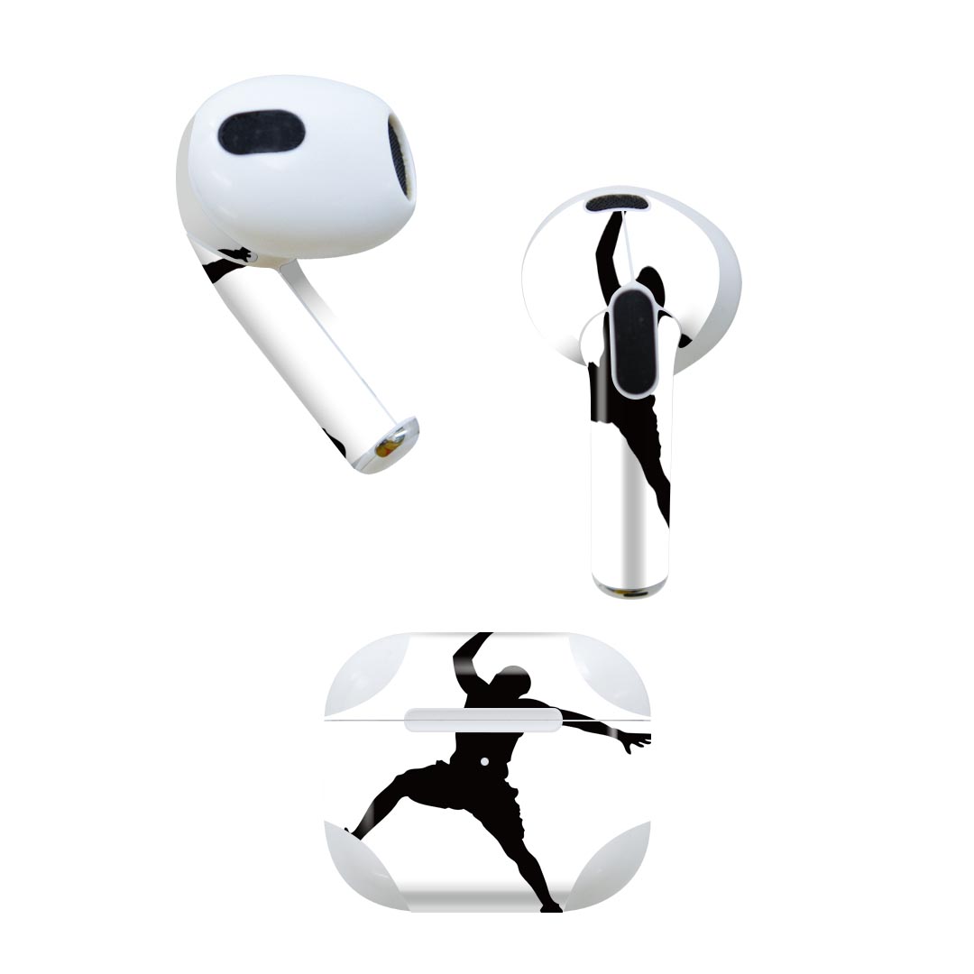 楽天スマコレAirPods 第3世代 専用 デザインスキンシール airpods 3 用 エアポッド 3 用 第三世代（2021）対応 2枚入り 各2枚セット イヤホン カバー デコレーション アクセサリー デコシール 020046 スポーツ バスケット