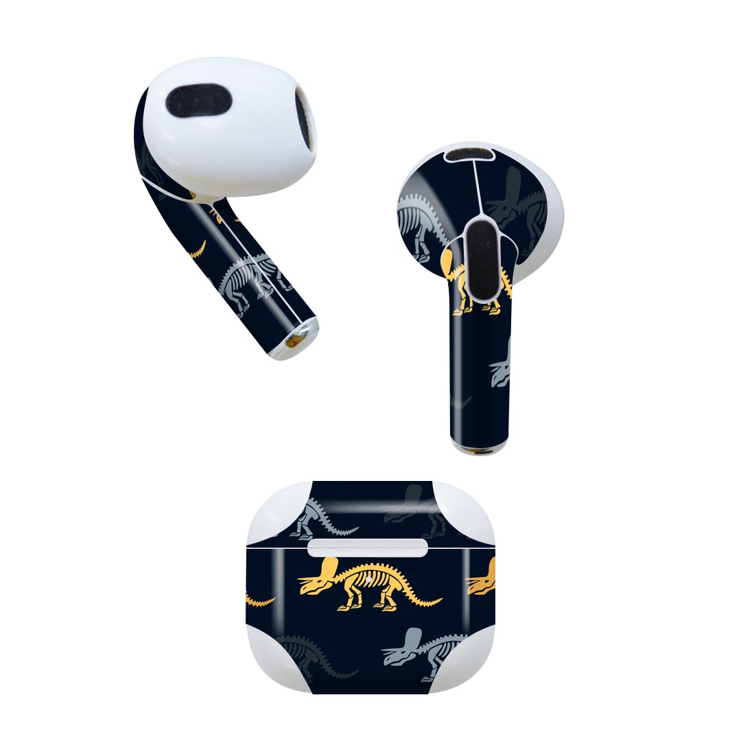 AirPods 第3世代 専用 デザインスキンシール airpods 3 用 エアポッド 3 用 第三世代（2021）対応 2枚入り 各2枚セット イヤホン カバー デコレーション アクセサリー デコシール 020757 マスクデザイン 恐竜 ダイナソー Dinosaurs