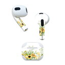 AirPods 第3世代 専用 デザインスキンシール airpods 3 用 エアポッド 3 用 第三世代(2021)対応 2枚入り 各2枚セット イヤホン カバー デコレーション アクセサリー デコシール 020796 マスクデザイン 夏 花 向日葵