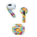 AirPods 第3世代 専用 デザインスキンシール airpods 3 用 エアポッド 3 用 第三世代(2021)対応 2枚入り 各2枚セット イヤホン カバー デコレーション アクセサリー デコシール 022930 花 カラフル イラスト レインボー