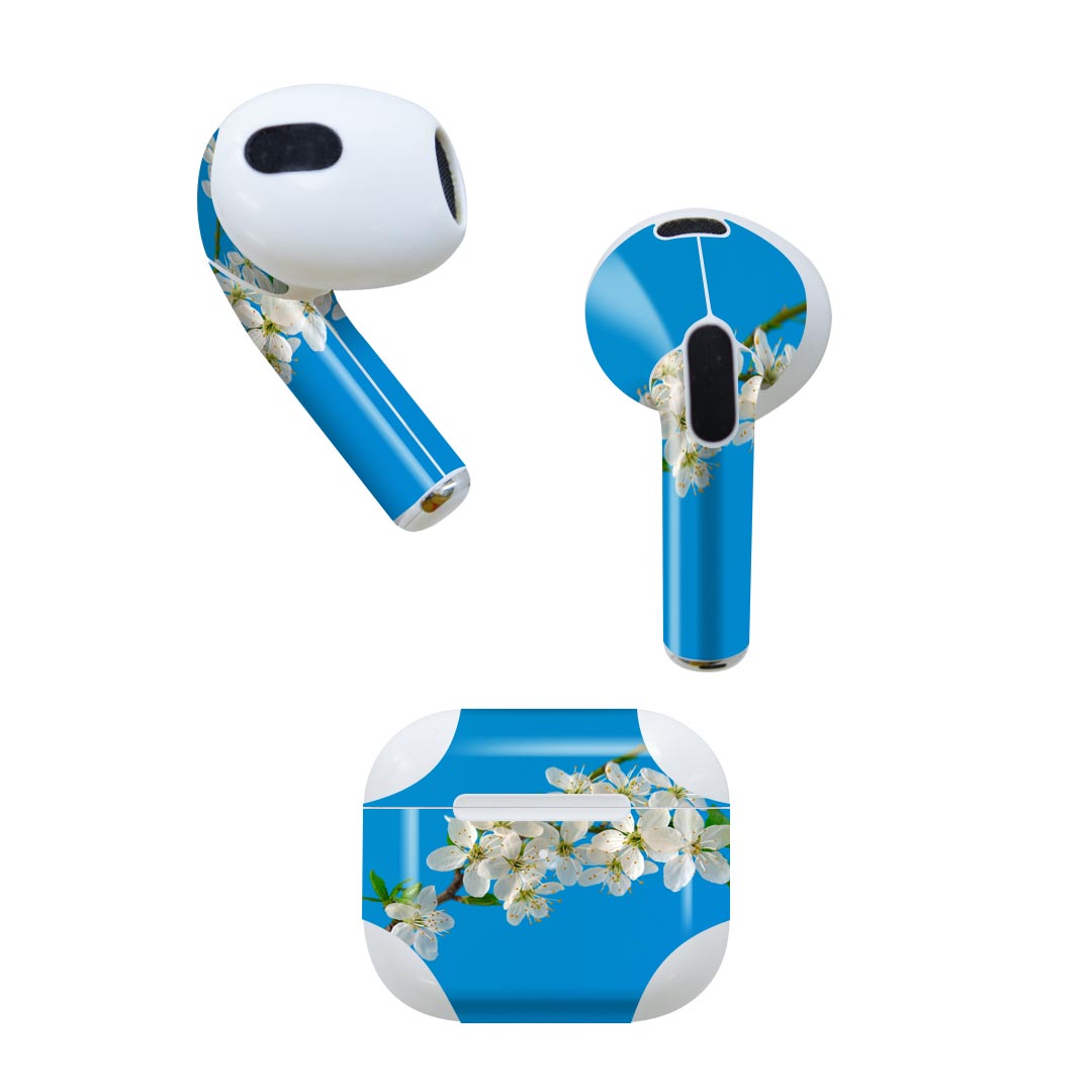 AirPods 第3世代 専用 デザインスキンシール airpods 3 用 エアポッド 3 用 第三世代(2021)対応 2枚入り 各2枚セット イヤホン カバー デコレーション アクセサリー デコシール 023105 花 写真