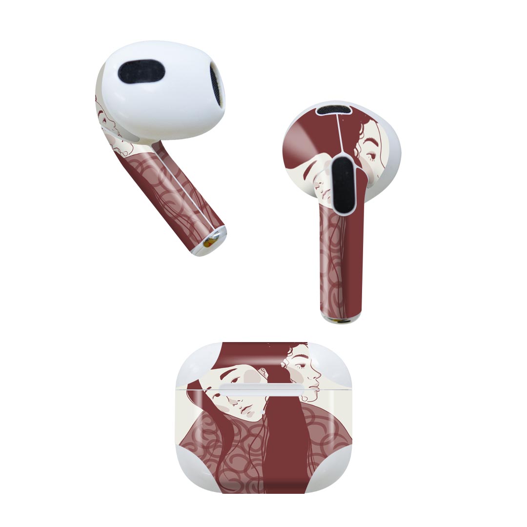 AirPods 第3世代 専用 デザインスキンシール airpods 3 用 エアポッド 3 用 第三世代（2021）対応 2枚入り 各2枚セット イヤホン カバー デコレーション アクセサリー デコシール 023256 イラスト　人物