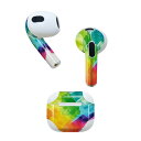 AirPods 第3世代 専用 デザインスキンシール airpods 3 用 エアポッド 3 用 第三世代(2021)対応 2枚入り 各2枚セット イヤホン カバー デコレーション アクセサリー デコシール 023431 ハート レインボー 水彩