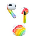 AirPods 第3世代 専用 デザインスキンシール airpods 3 用 エアポッド 3 用 第三世代(2021)対応 2枚入り 各2枚セット イヤホン カバー デコレーション アクセサリー デコシール 023713 虹 レインボー