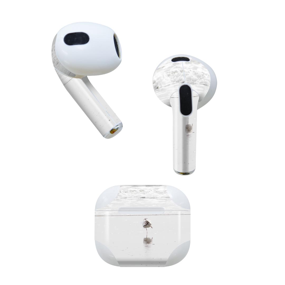 AirPods 第3世代 専用 デザインスキンシール airpods 3 用 エアポッド 3 用 第三世代（2021）対応 2枚入り 各2枚セット イヤホン カバー デコレーション アクセサリー デコシール 023779 鳥　動物　海