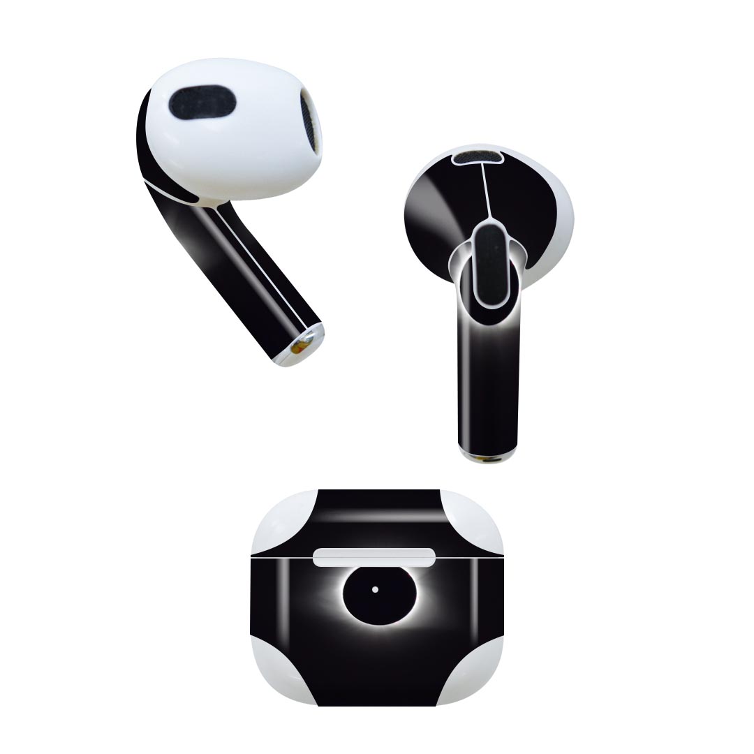 AirPods 第3世代 専用 デザインスキンシール airpods 3 用 エアポッド 3 用 第三世代（2021）対応 2枚入り 各2枚セット イヤホン カバー デコレーション アクセサリー デコシール 023814 皆既月食 天体