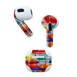 AirPods 第3世代 専用 デザインスキンシール airpods 3 用 エアポッド 3 用 第三世代（2021）対応 2枚入り 各2枚セット イヤホン カバー デコレーション アクセサリー デコシール 023926 傘　カラフル