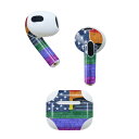 AirPods 第3世代 専用 デザインスキンシール airpods 3 用 エアポッド 3 用 第三世代(2021)対応 2枚入り 各2枚セット イヤホン カバー デコレーション アクセサリー デコシール 023943 星条旗 虹色 レインボー