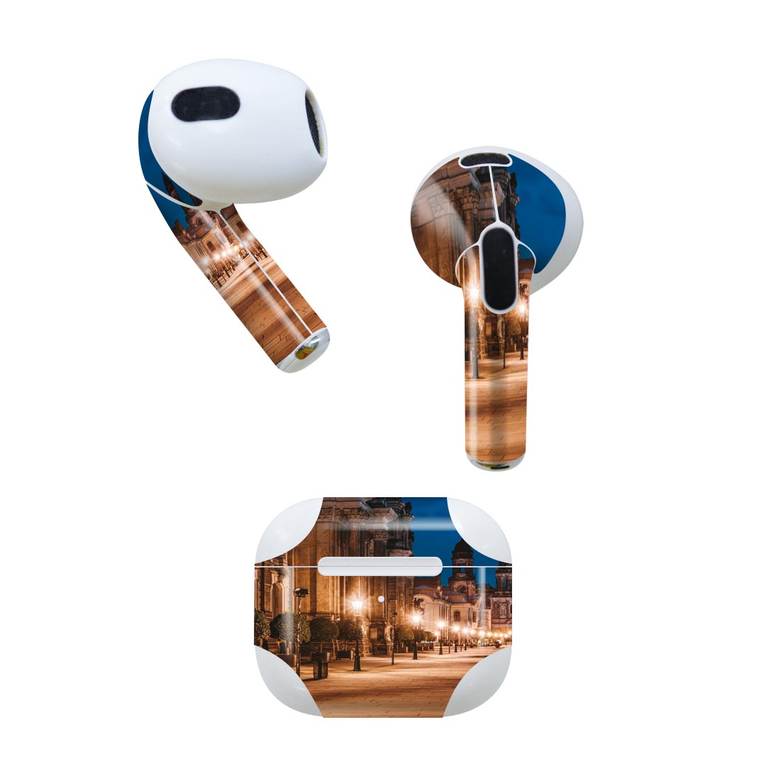 AirPods 第3世代 専用 デザインスキンシール airpods 3 用 エアポッド 3 用 第三世代（2021）対応 2枚入り 各2枚セット イヤホン カバー デコレーション アクセサリー デコシール 025685 建築　風景　街