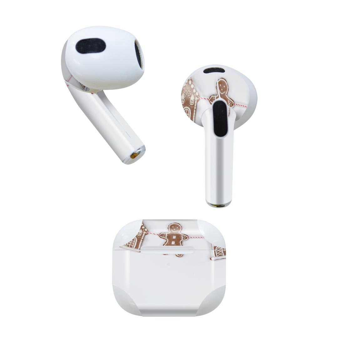 AirPods 第3世代 専用 デザインスキンシール airpods 3 用 エアポッド 3 用 第三世代（2021）対応 2枚入り 各2枚セット イヤホン カバー デコレーション アクセサリー デコシール 025989 クリスマス　ガーランド　クッキー