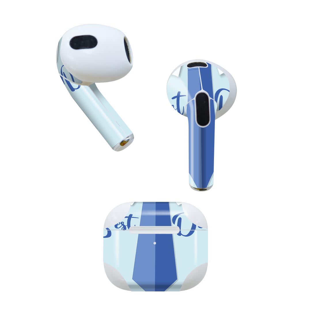 AirPods 第3世代 専用 デザインスキンシール airpods 3 用 エアポッド 3 用 第三世代（2021）対応 2枚入り 各2枚セット イヤホン カバー デコレーション アクセサリー デコシール 026196 お父さん 父の日 ネクタイ スーツ