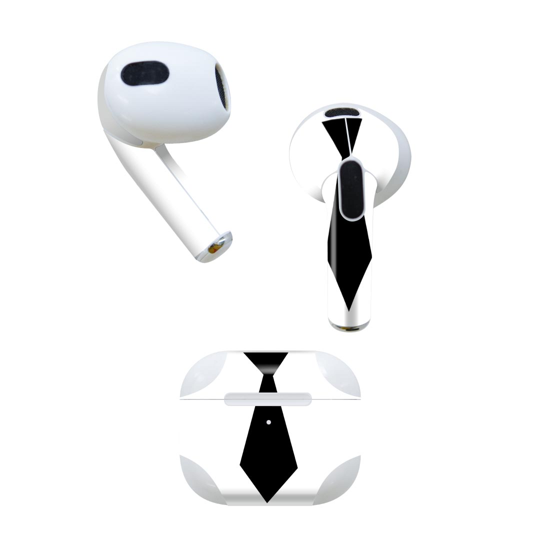 AirPods 第3世代 専用 デザインスキンシール airpods 3 用 エアポッド 3 用 第三世代（2021）対応 2枚入り 各2枚セット イヤホン カバー デコレーション アクセサリー デコシール 026233 ネクタイ スーツ