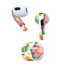 AirPods 第3世代 専用 デザインスキンシール airpods 3 用 エアポッド 3 用 第三世代(2021)対応 2枚入り 各2枚セット イヤホン カバー デコレーション アクセサリー デコシール 004080 花 果物 イラスト(2)