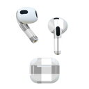 AirPods 第3世代 専用 デザインスキンシール airpods 3 用 エアポッド 3 用 第三世代（2021）対応 2枚入り 各2枚セット イヤホン カバー デコレーション アクセサリー デコシール 004228 チェック　白　グレー