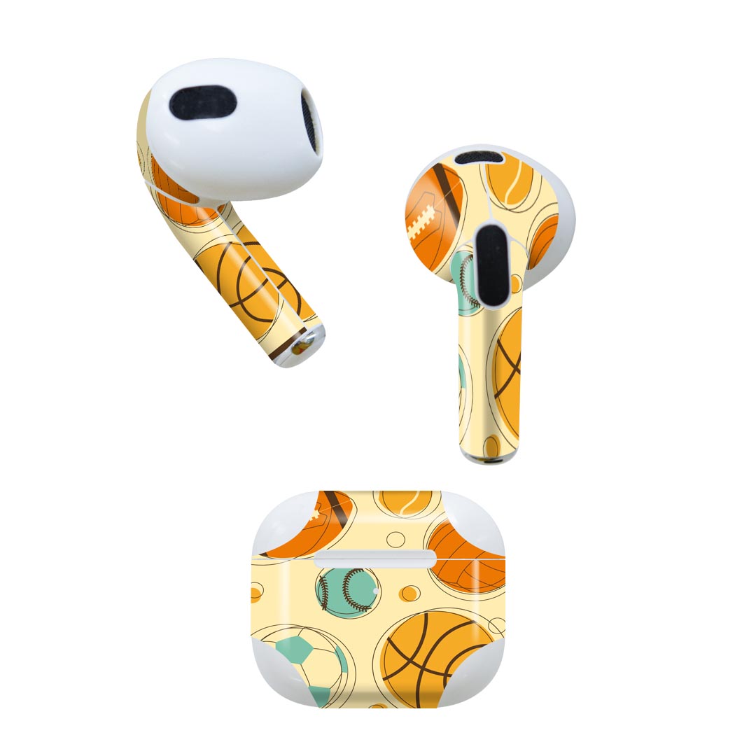 AirPods 第3世代 専用 デザインスキンシール airpods 3 用 エアポッド 3 用 第三世代(2021)対応 2枚入り 各2枚セット イヤホン カバー デコレーション アクセサリー デコシール 004697 スポーツ スポーツ イラスト