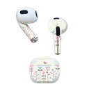 AirPods 第3世代 専用 デザインスキンシール airpods 3 用 エアポッド 3 用 第三世代(2021)対応 2枚入り 各2枚セット イヤホン カバー デコレーション アクセサリー デコシール 004991 花 蝶(2)