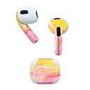 AirPods 第3世代 専用 デザインスキンシール airpods 3 用 エアポッド 3 用 第三世代(2021)対応 2枚入り 各2枚セット イヤホン カバー デコレーション アクセサリー デコシール 005062 花 ピンク オレンジ(2)