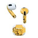 AirPods 第3世代 専用 デザインスキンシール airpods 3 用 エアポッド 3 用 第三世代(2021)対応 2枚入り 各2枚セット イヤホン カバー デコレーション アクセサリー デコシール 005319 花 シンプル ブラウン(2)